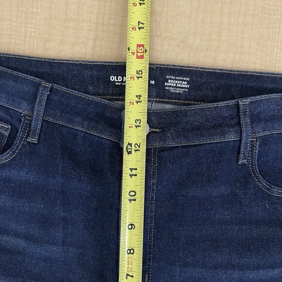 Old Navy Women's Rock Star Super Skinny Blue Jeans Sz 18 Extra High Rise Stretch - Picture 8 of 10